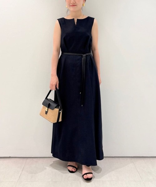 美品✨アルアバイル リネン100% ノースリーブワンピース ドレス リネンライクオックスノースリワンピース|allureville OFFICIAL