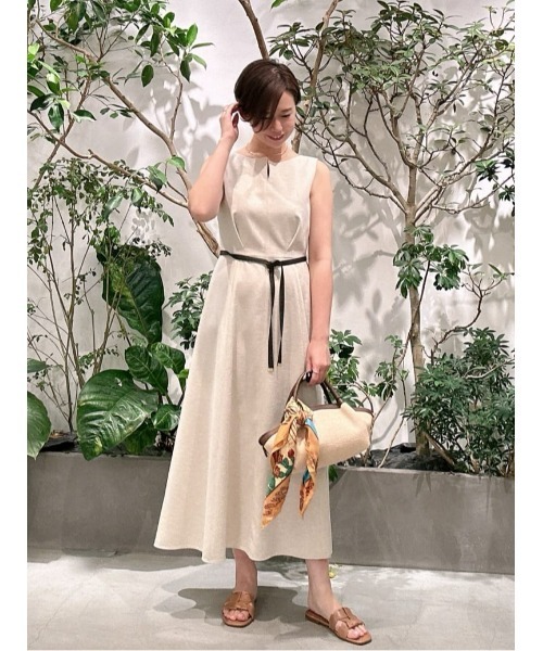 allureville ワンピース リネンライクオックスノースリ