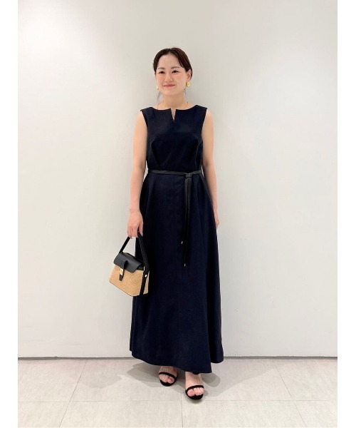 allureville ワンピース リネンライクオックスノースリ