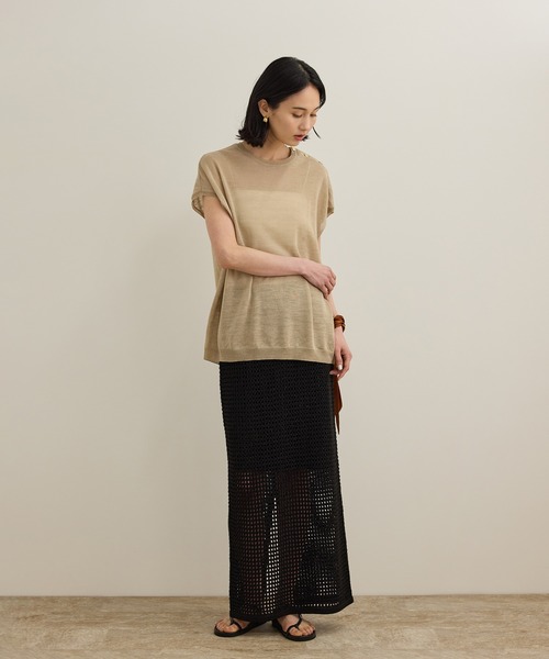 ニット セーター ラミー フレンチスリーブプルオーバー/サマーニット レディース ROPE' ニット セーター ラミー フレンチスリーブプルオーバー