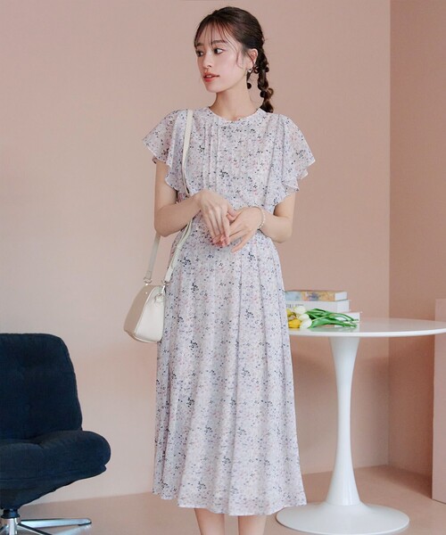 COCCAPANI ヘビ柄 フレアスリーブ ワンピース ARCHIVE SALE】リネン プリント柄 フレアスリーブワンピース