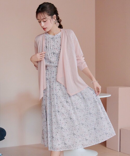 Tiaclasse ワンピース 「小倉優子さん着用」フレアスリーブ柄