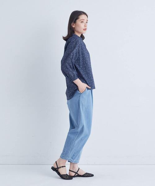 極美品＊アデュートリステス リーフプリントブラウス ネイビー系総柄 25SS ADIEU TRISTESSE（アデュートリステス） ブラウス シャツ リーフ
