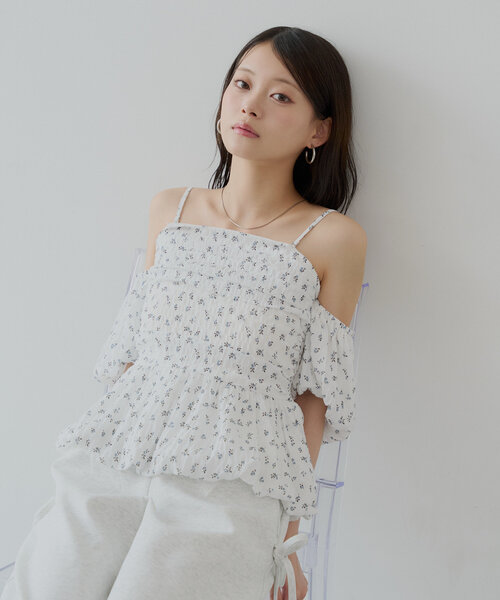 ブラウス シャツ リリーペプラムブラウス レディース Chico ブラウス シャツ 袖取り外しフラワーペプラムブラウス