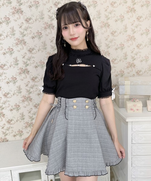 ROJITA（ロジータ） tシャツ 半袖 デコルテ開きパールデザインTOPS 