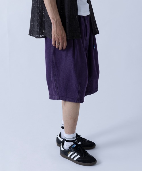Lijaリージャ＊黒×パープルサイドラインのショートパンツ シルエットが