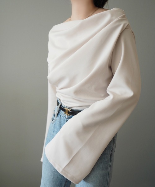 tシャツ drape flare wide sleeve tops /ドレープワイドフレアスリーブ