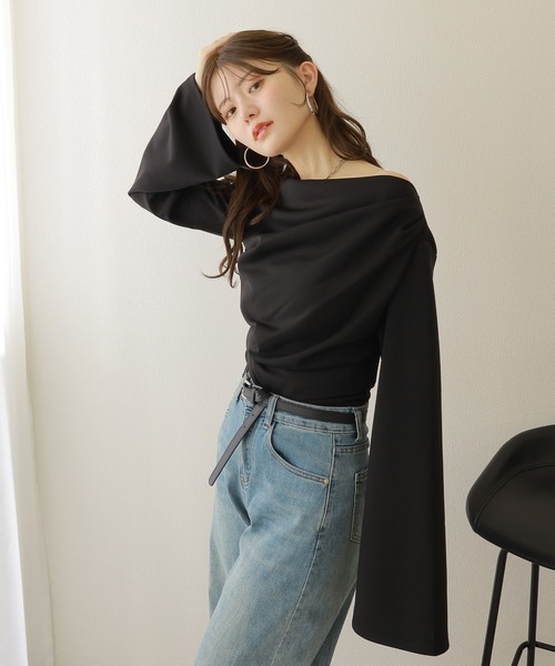 tシャツ drape flare wide sleeve tops /ドレープワイドフレアスリーブ
