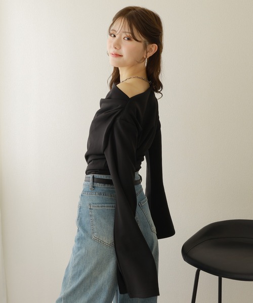tシャツ drape flare wide sleeve tops /ドレープワイドフレアスリーブ