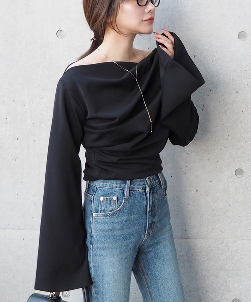 tシャツ drape flare wide sleeve tops /ドレープワイドフレアスリーブ