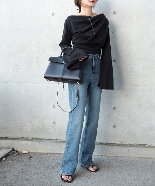 tシャツ drape flare wide sleeve tops /ドレープワイドフレアスリーブ