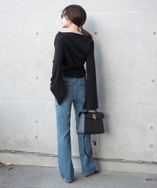 tシャツ drape flare wide sleeve tops /ドレープワイドフレアスリーブ tシャツ drape flare wide sleeve tops /ドレープワイドフレアスリーブ
