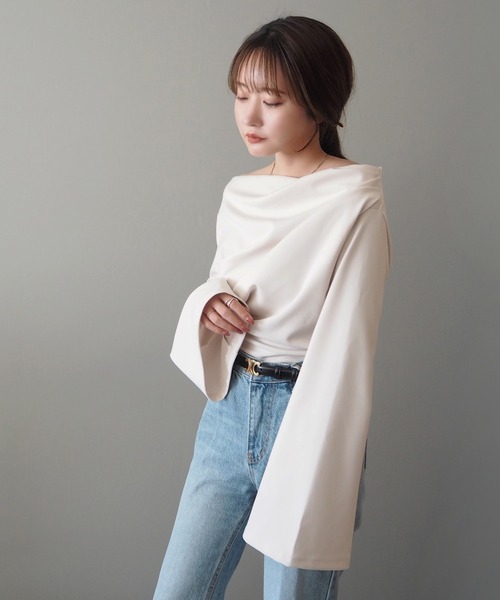 tシャツ drape flare wide sleeve tops /ドレープワイドフレアスリーブ
