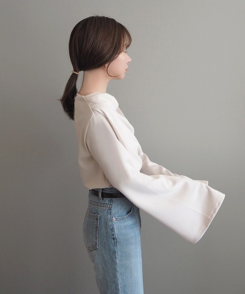 tシャツ drape flare wide sleeve tops /ドレープワイドフレアスリーブ
