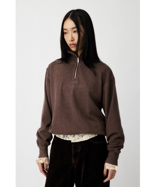 トップス Fleece Sweat Crew MOUSSY（マウジー） トレーナー スウェット FADE HALF ZIP TOP