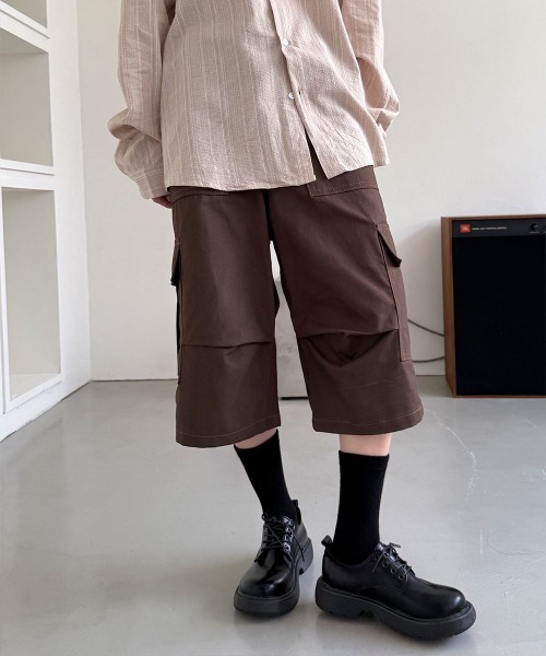 4INT. ワイドパンツ パンツ スティッチ ウォッシング カーゴ