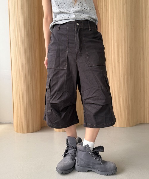 4INT. ワイドパンツ パンツ スティッチ ウォッシング カーゴ