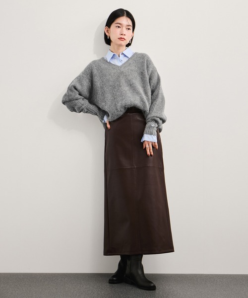 LE CERCLE par rope' ニット セーター 片畔Vネックプルオーバー