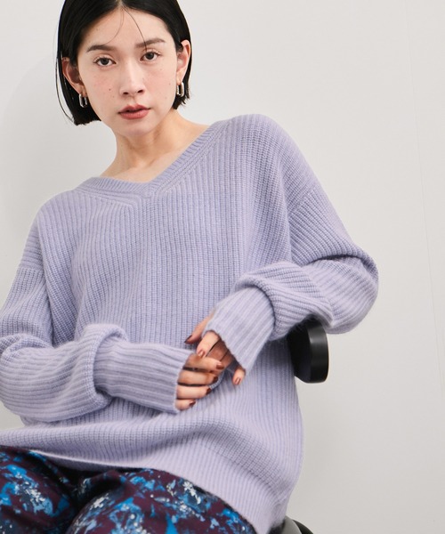 LE CERCLE par rope' ニット セーター 片畔Vネックプルオーバー