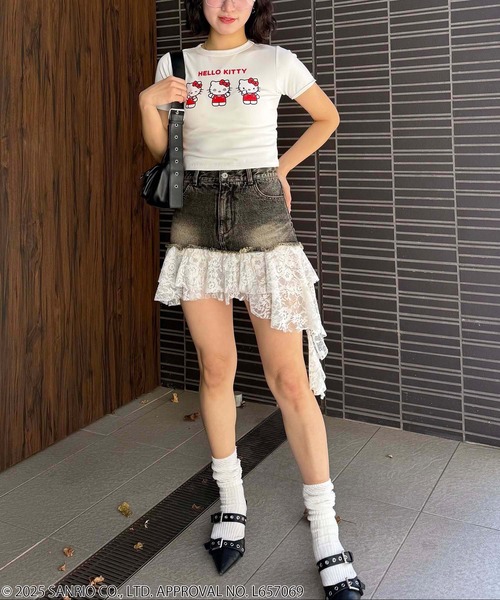 「4GEEKs by SPIRALGIRL」 半袖Tシャツ FREE ブラック レディース_画像4