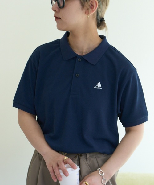 「GEVACO」 半袖ポロシャツ SMALL ネイビー レディース_画像2