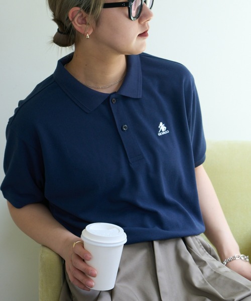 「GEVACO」 半袖ポロシャツ SMALL ネイビー レディース_画像3