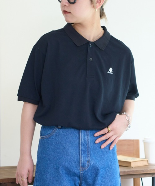 「GEVACO」 半袖ポロシャツ SMALL ネイビー レディース_画像4