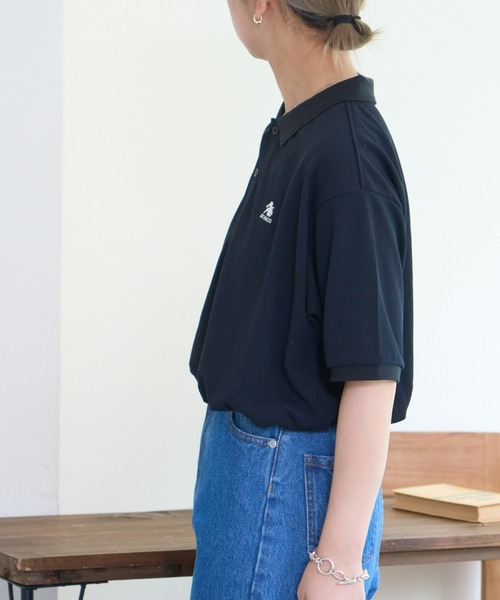「GEVACO」 半袖ポロシャツ SMALL ネイビー レディース_画像5