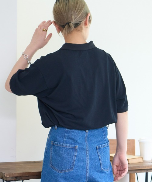 「GEVACO」 半袖ポロシャツ SMALL ネイビー レディース_画像6