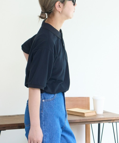 「GEVACO」 半袖ポロシャツ SMALL ネイビー レディース_画像7