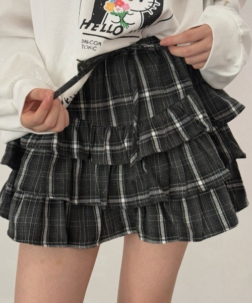 Sibra（シブラ） スカート 「新作・全8色展開」チェックティアードミニ