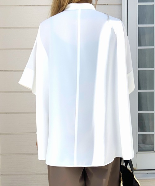 「Q」 半袖ブラウス MEDIUM モスグリーン レディース_画像4