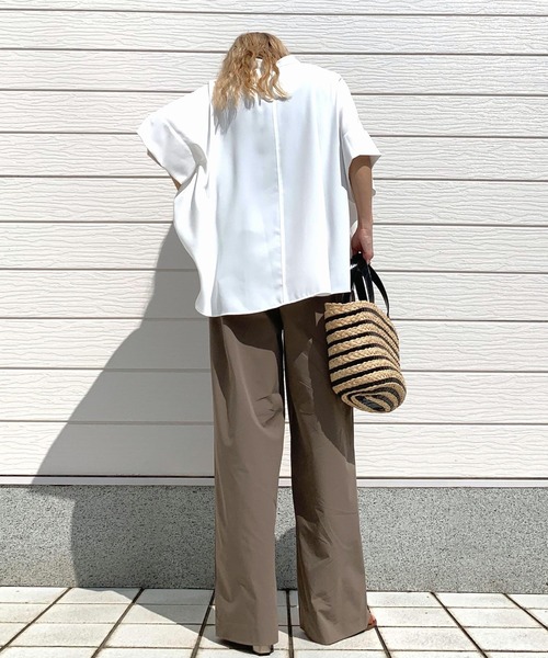 「Q」 半袖ブラウス MEDIUM モスグリーン レディース_画像8