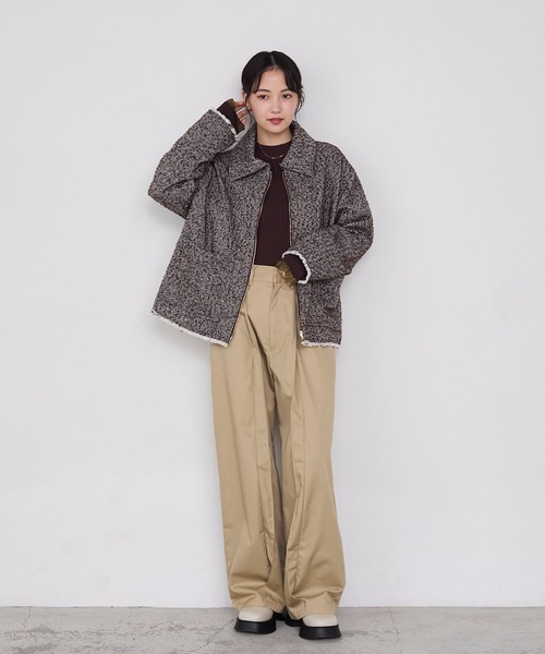 y'sヘリンボーン柄 フード付きジャケット セール】ミックスヘリンボーンジャケット[高身長サイズMT有り]（ステン