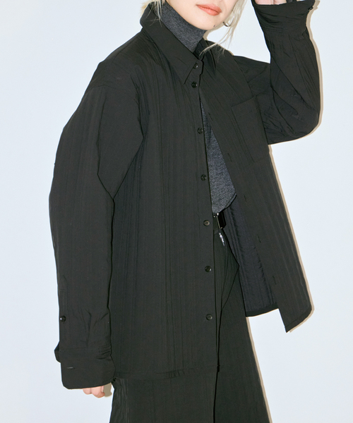 CITYSHOP（シティショップ） ブラウス シャツ 半袖 STRIPED QUILTED