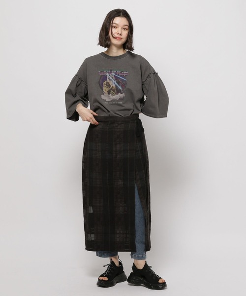 「niko and...」 半袖カットソー MEDIUM チャコール レディース_画像4