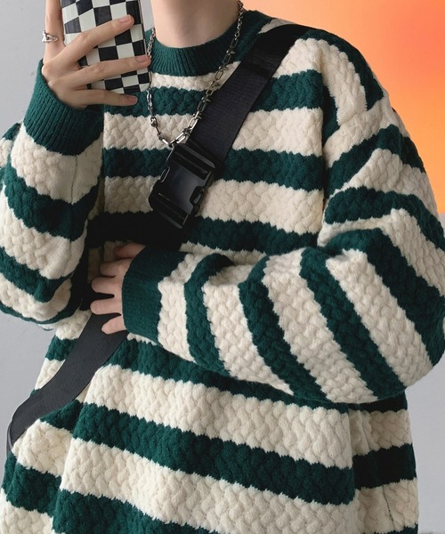RRLハンドニットボーダーセーター　Mサイズ セーター ニット メンズボーダーニット メンズ : ZOZOTOWN Yahoo!店