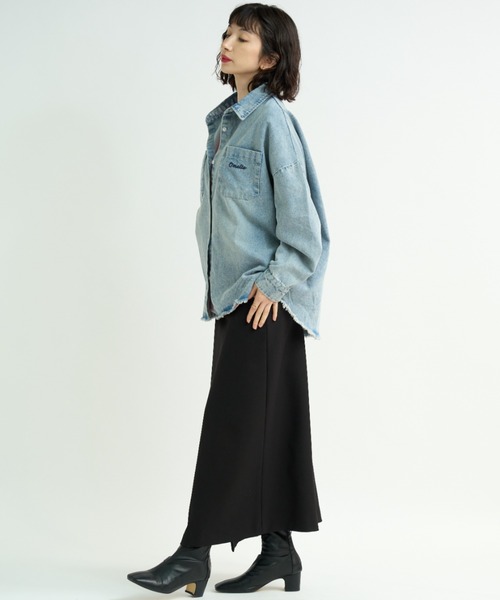 journal standard別注 オーバーサイズデニムシャツ A.D.C.L. ブラウス シャツ ダブルポケット オーバーサイズ デニム