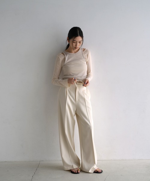 andme（アンドミー） tシャツ シアータンクトップ＆チュール長袖