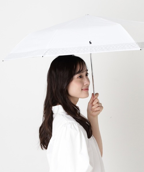 折りたたみ傘 「WEB限定」遮光100％ 晴雨兼用折りたたみ日傘 シャンブレー ”SUMMER WHITE レース” レディースの画像