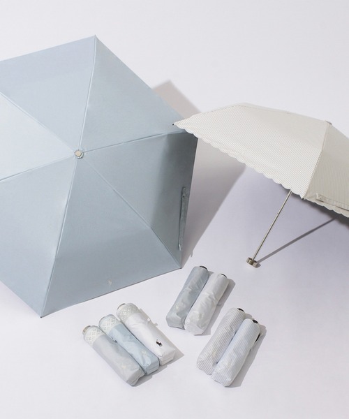 折りたたみ傘 「WEB限定」遮光100％ 晴雨兼用折りたたみ日傘 シャンブレー ”SUMMER WHITE レース” レディースの画像