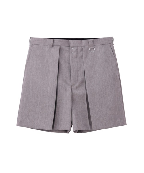スラックス WOOL GABARDINE TUCKED WIDE SHORTS メンズの画像