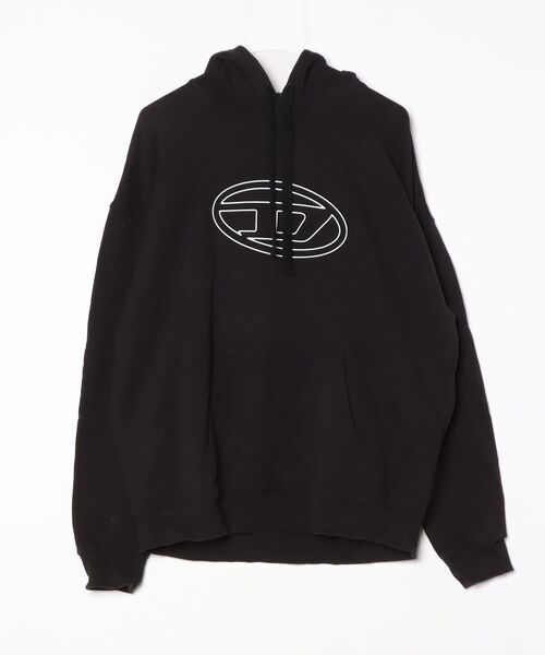 【DIESEL】ZOZO品切れ継続中　DIESEL LOGO パーカー　L DIESEL（ディーゼル） プルオーバーパーカー LARGE ブラック メンズ
