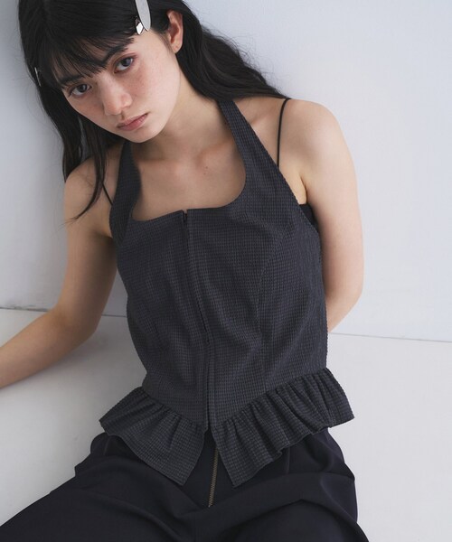 ベスト ジレ halter neck bustier レディースの画像