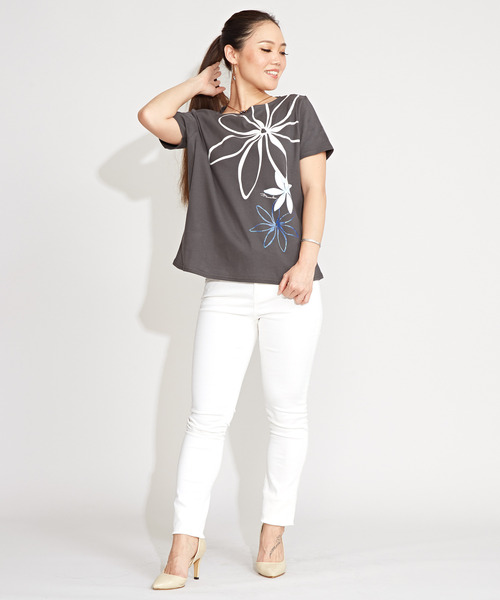 「Maunaloa」 半袖Tシャツ X-LARGE チャコール レディース_画像5