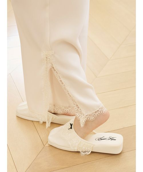 SNIDEL HOME パジャマ ルームウェア サテンレースロングパンツ