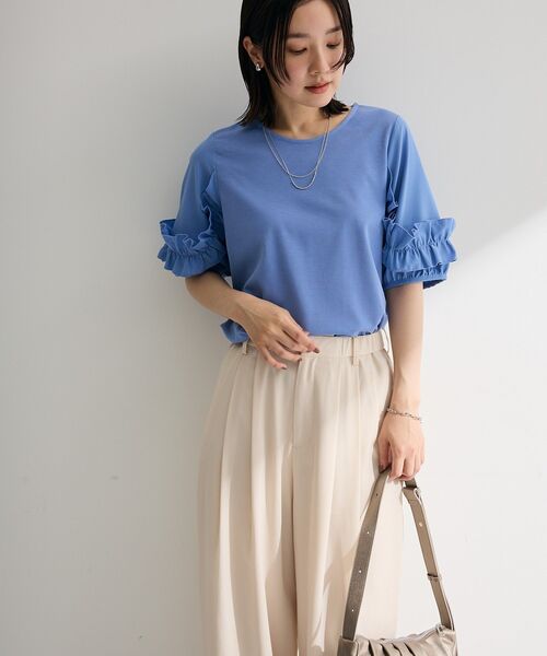 Green Parks（グリーンパークス） tシャツ 半袖 袖フリルプルオーバー