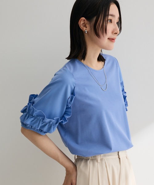 Green Parks（グリーンパークス） tシャツ 半袖 袖フリルプルオーバー