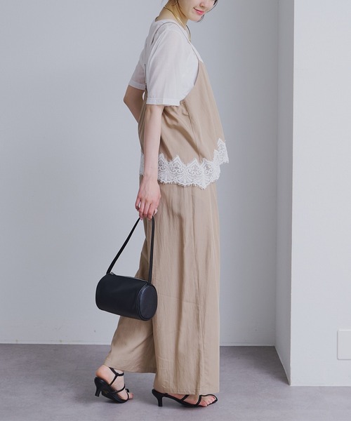 pual ce cin パンツ 「2点セット」レースヘムキャミソール+スラックス