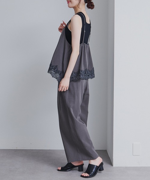 pual ce cin パンツ 「2点セット」レースヘムキャミソール+スラックス